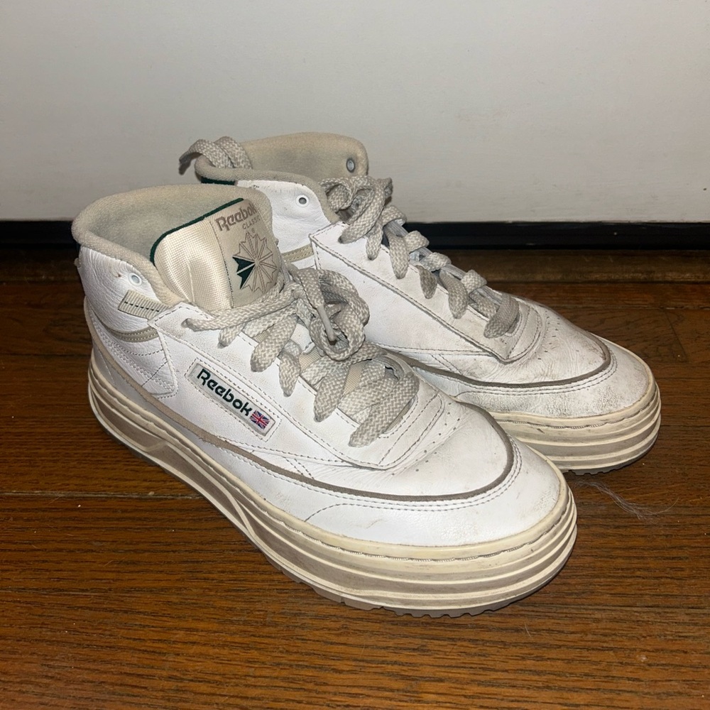 Reebok High top White Sneakers | Reebok Women's Wo Club C Geo Mid Sneaker